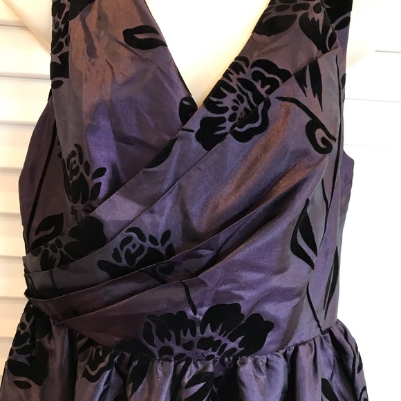 ModCloth Purple and Black Velvet Floral Dress - Picture 3 of 8